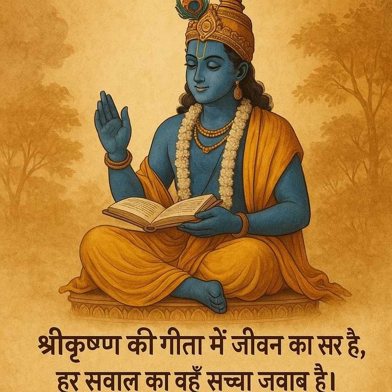 “श्रीकृष्ण की गीता में जीवन का सार है, हर सवाल का वहाँ सच्चा जवाब है।”